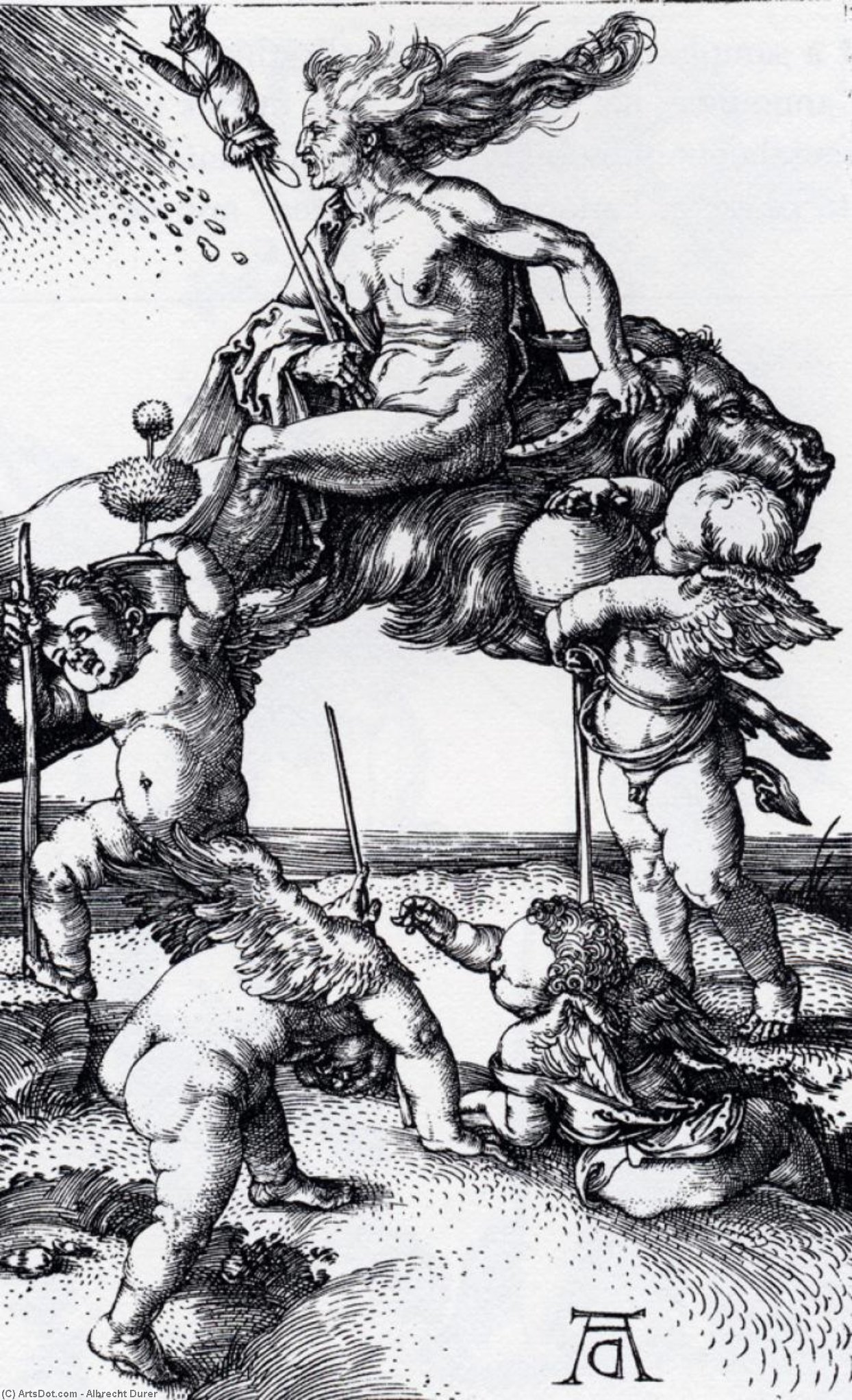 Witch Riding Backwards On A Goat — Albrecht Dürer