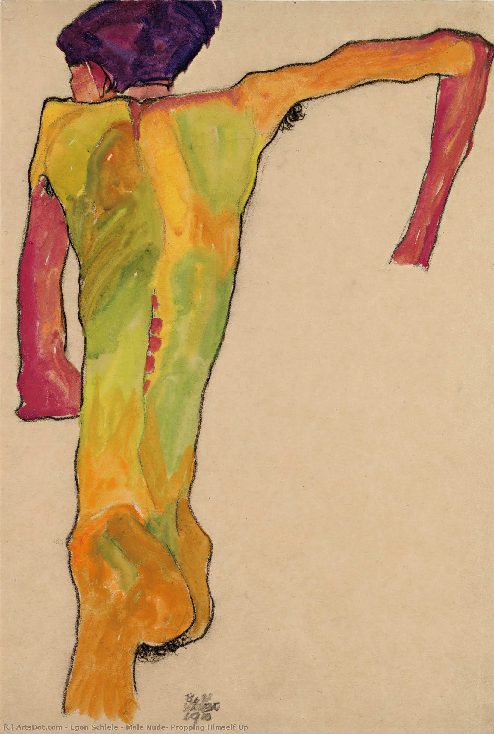 Male Nude, Propping Himself Up — Egon Schiele