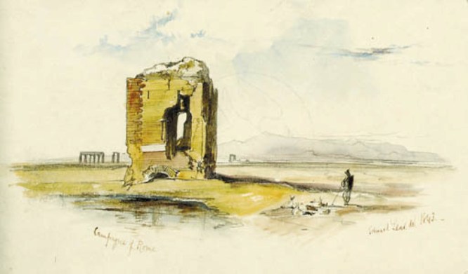 The Baths Of Agrippa In The Roman Campagna, Italy — Edward Lear