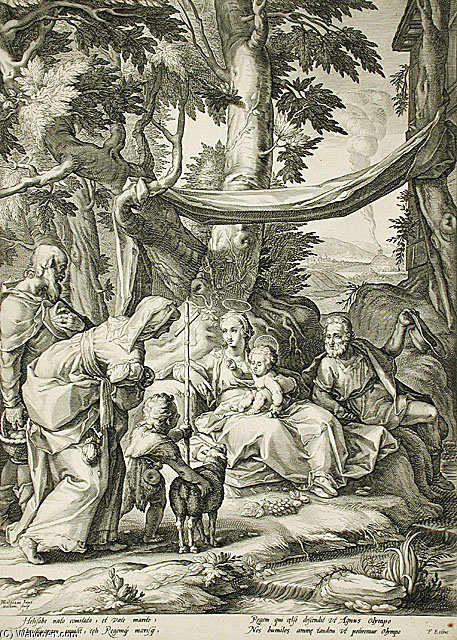The Holy Family With Zacharias, — Jacob Matham