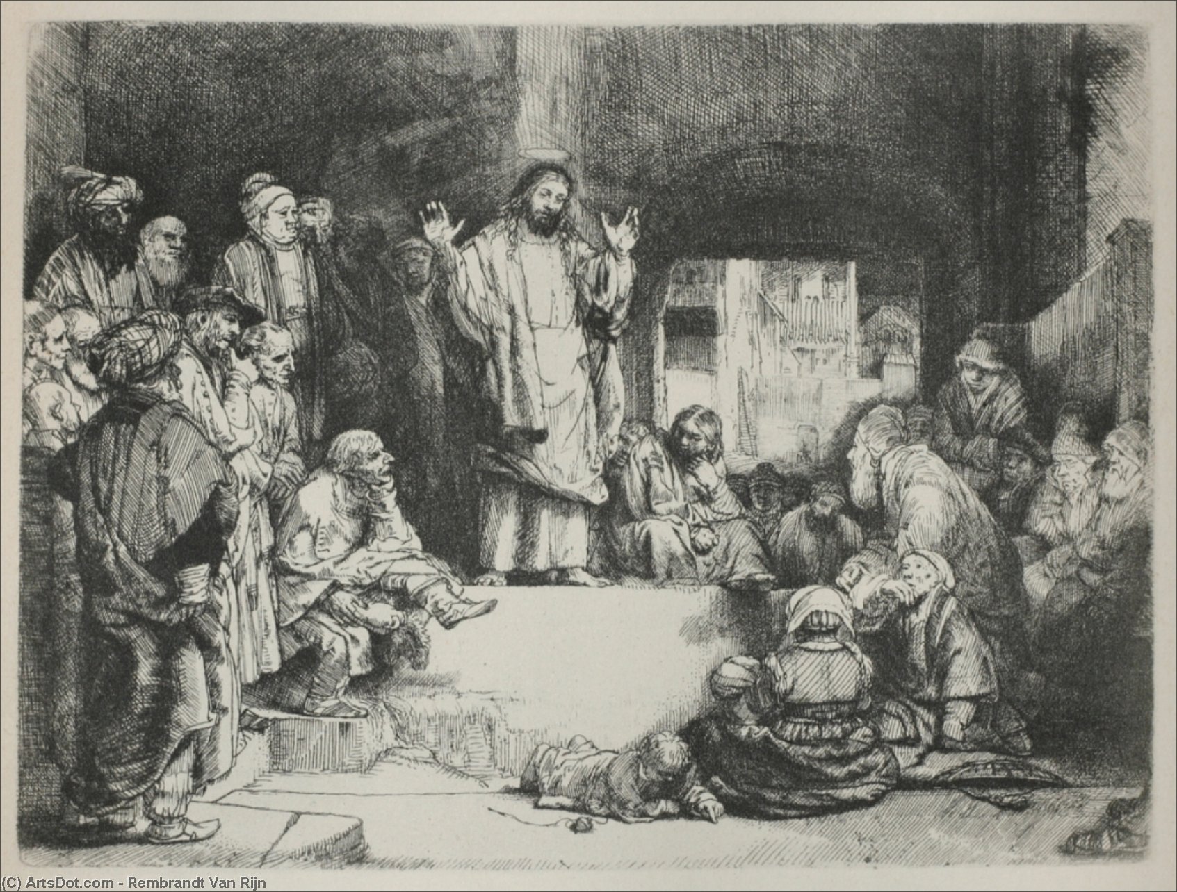 Jesus Preaching, Called The 'la Tombe' — Rembrandt Van Rijn
