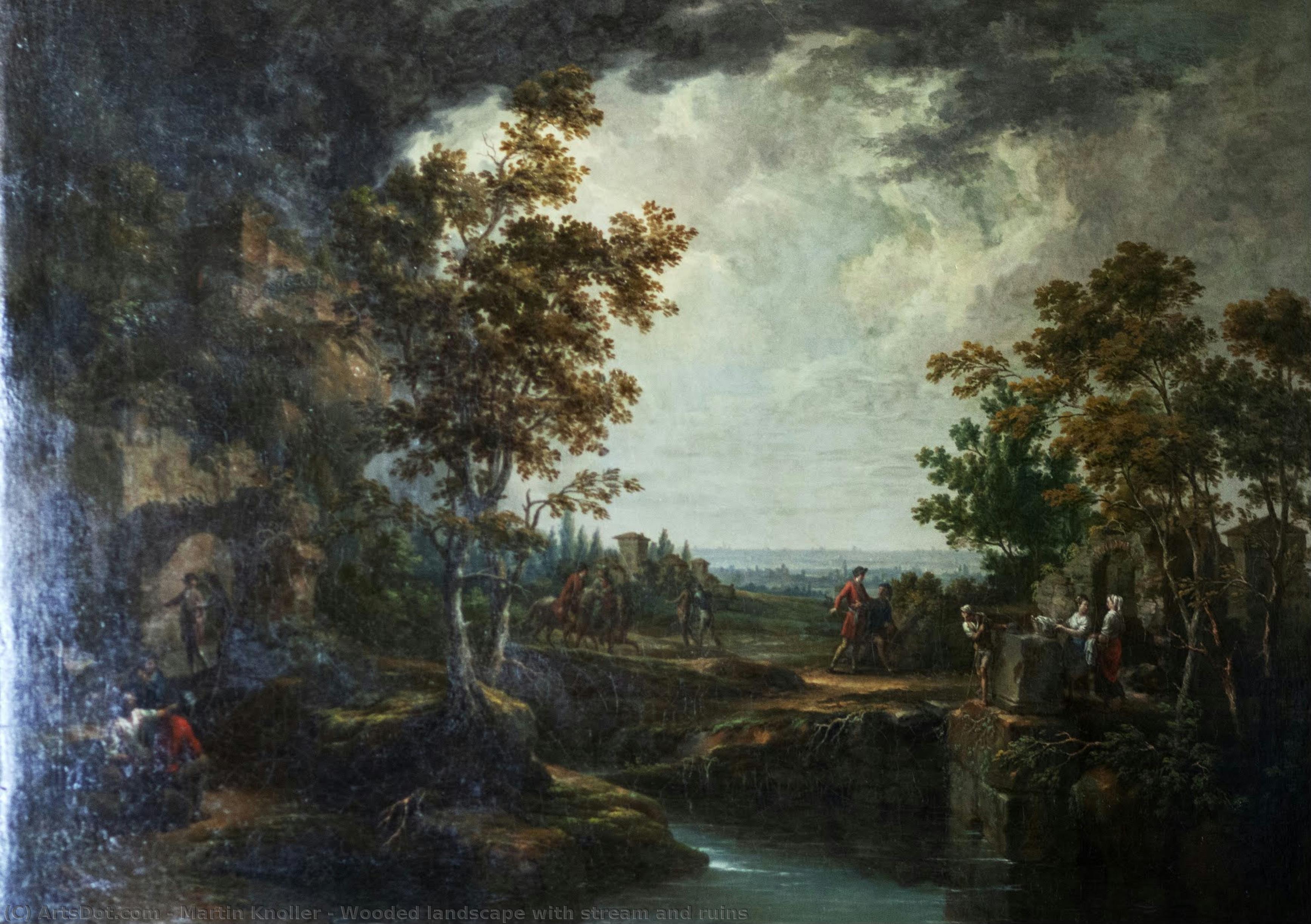 Wooded Landscape With Stream And Ruins — Martin Knoller