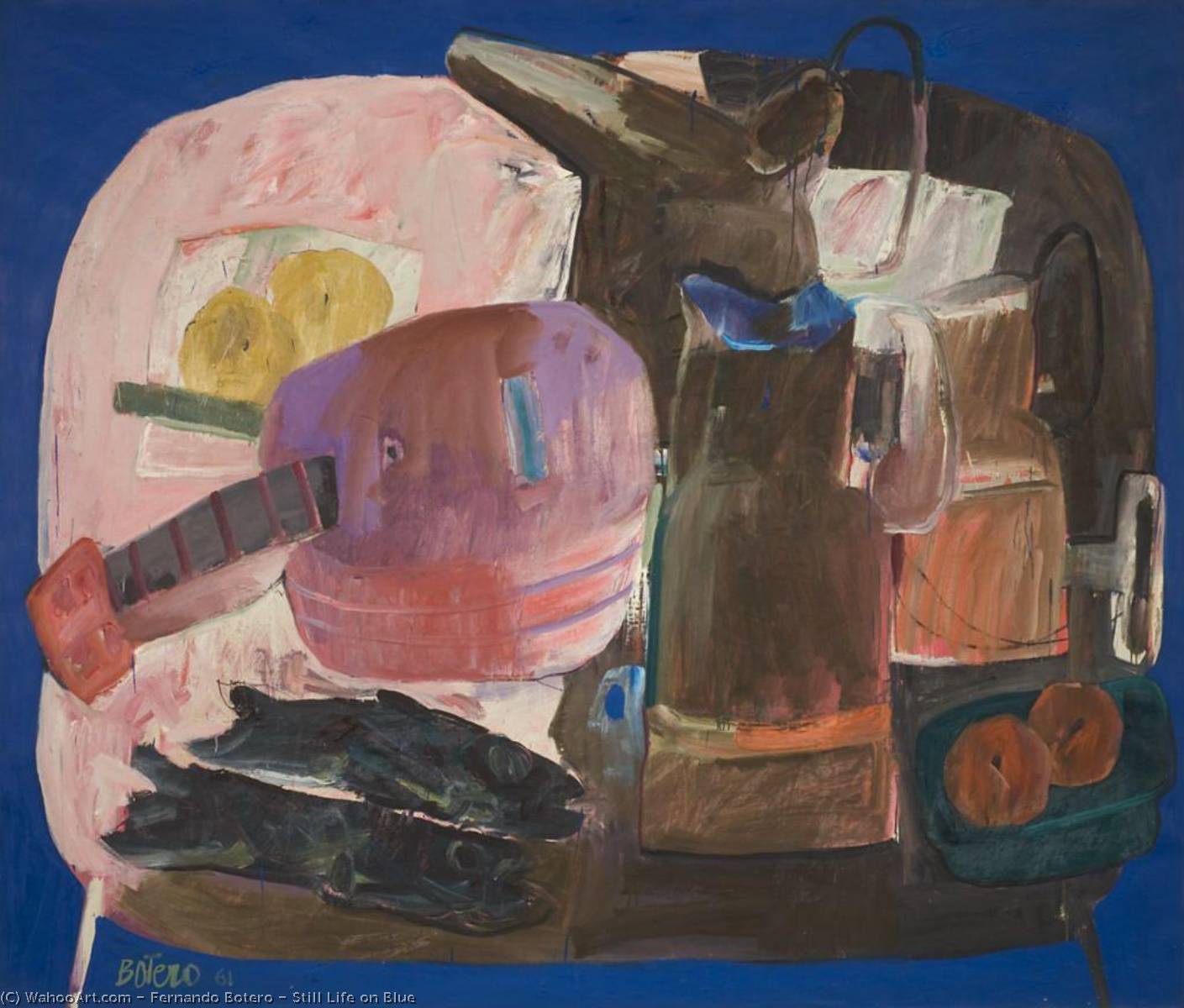 Still Life On Blue — Fernando Botero