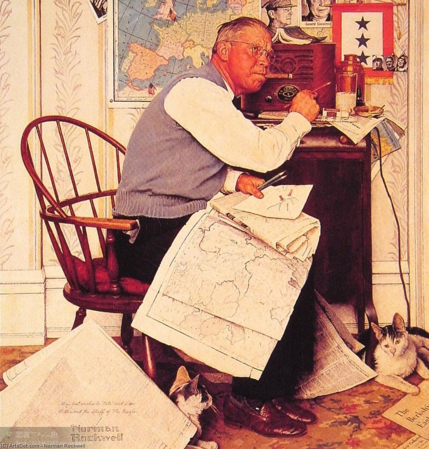 Man Charting Wmaneuvers — Norman Rockwell