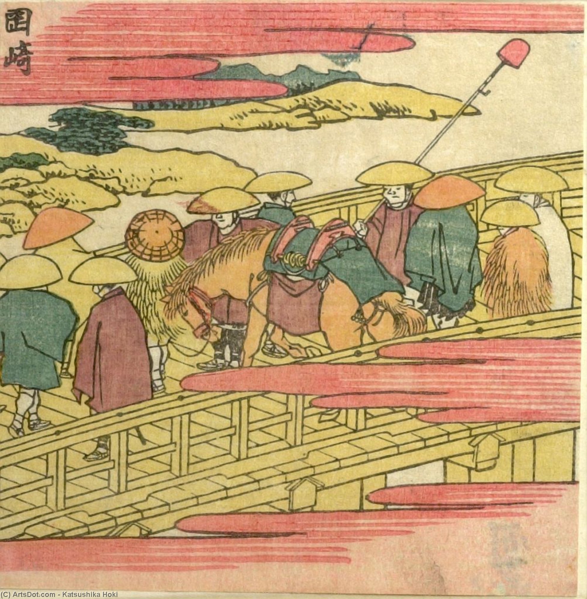 Travelers On A Bridge — Katsushika Hokusai