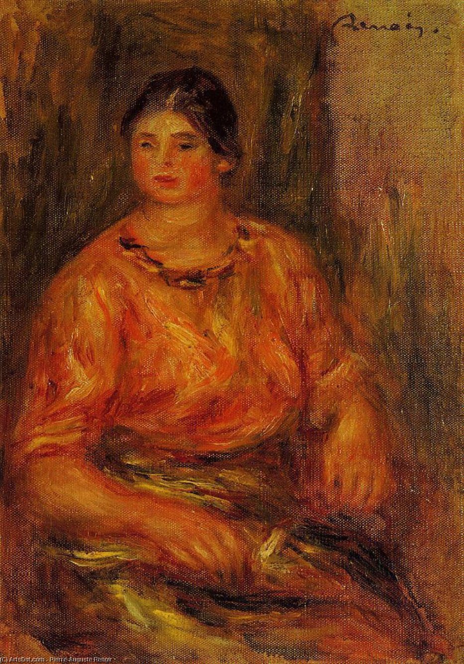 Woman In A Red Blouse 1 — Pierre-auguste Renoir