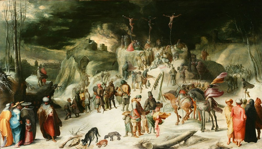 Landscape With Snow And The Crucifixion — Karel Van Mander