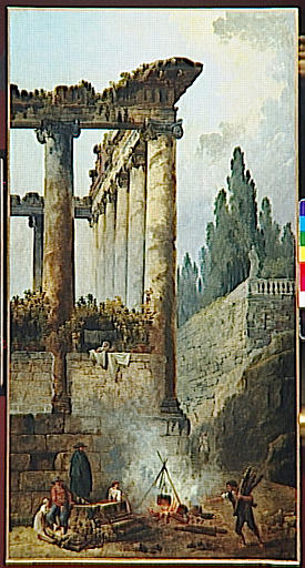 Le Temple En Ruines. Paysans Autour D'une Marmite — Hubert Robert