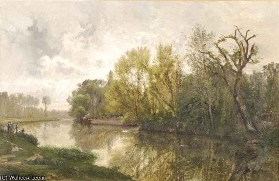 River Landscape — Alexandre Rene Veron