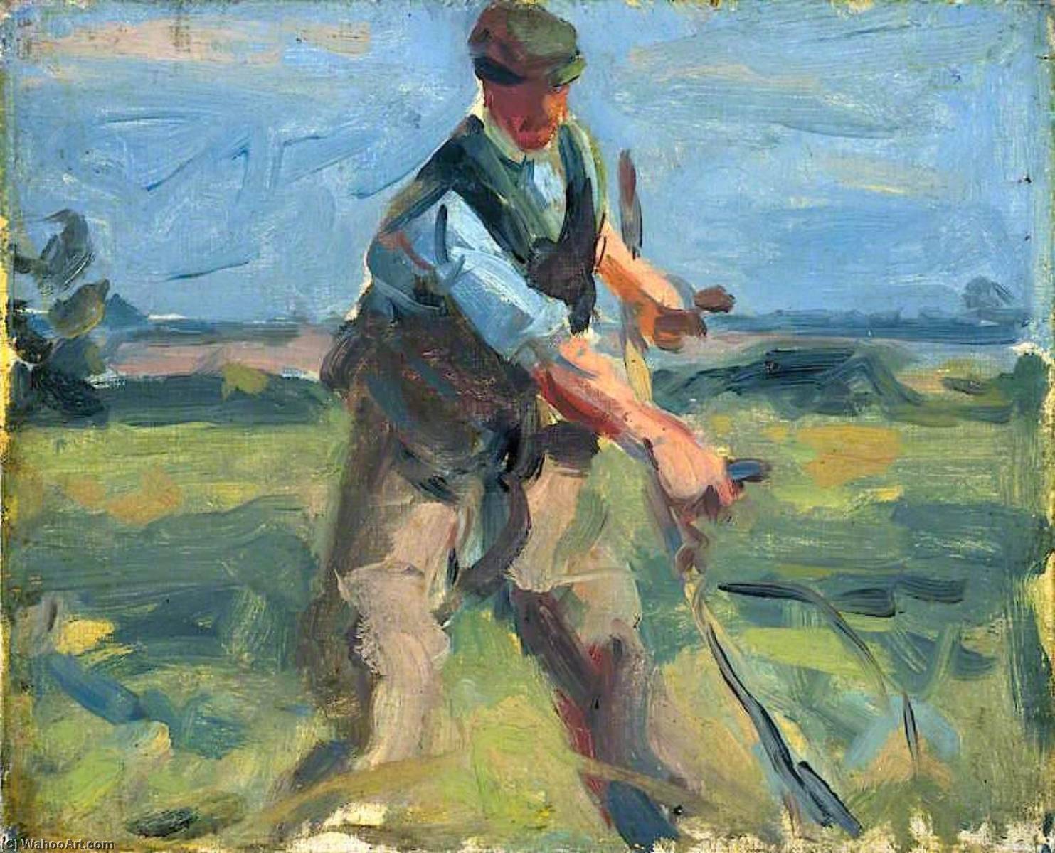 A Man With A Scythe, Mowing — Harry Becker
