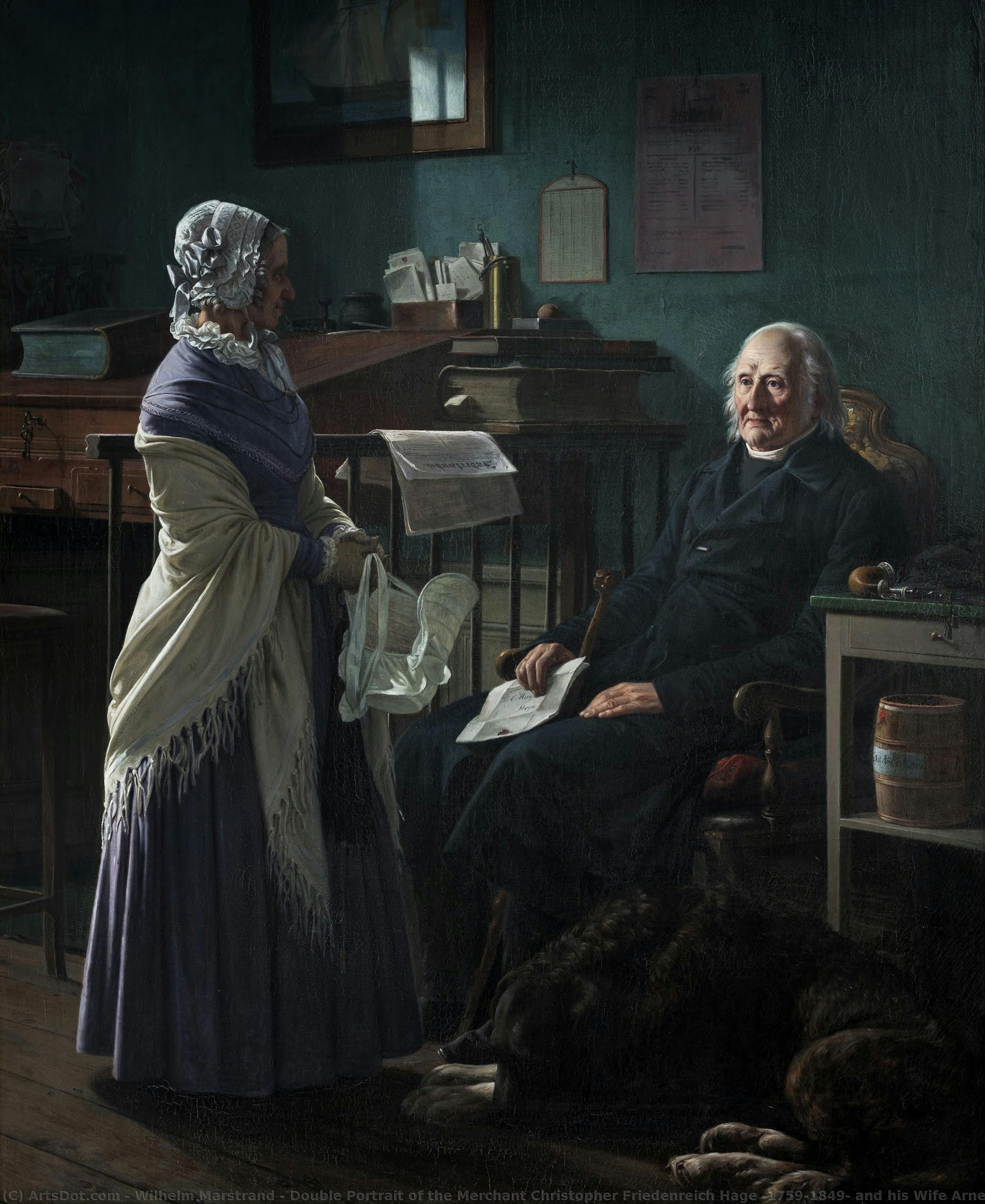 Double Portrait Of The Merchant Christopher Friedenreich Hage (1759-1849) And His Wife Arnette Née Just (1778-1866) May I Borrow The Two Brown Horses? — Wilhelm Marstrand