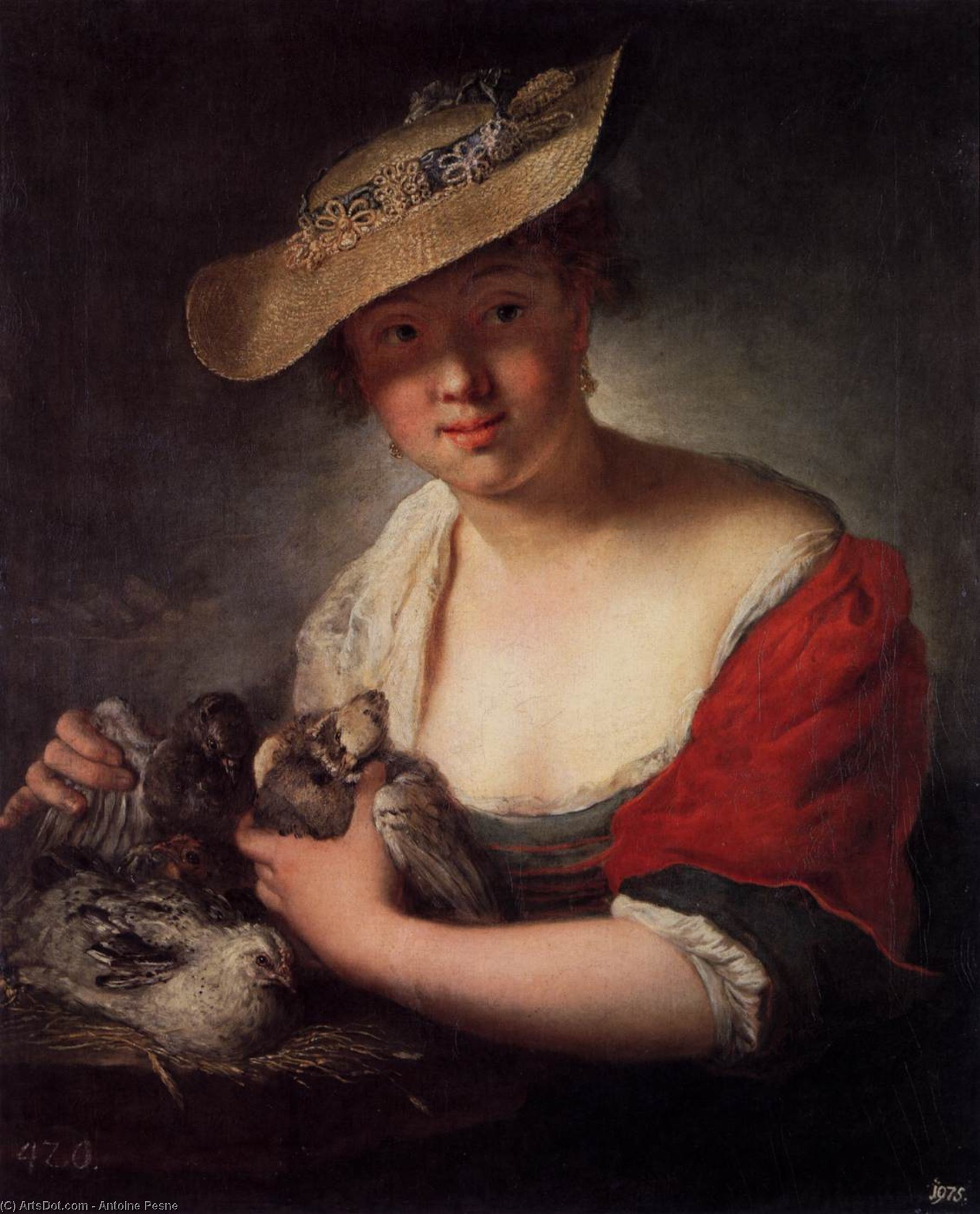 Girl With Pigeons — Antoine Pesne