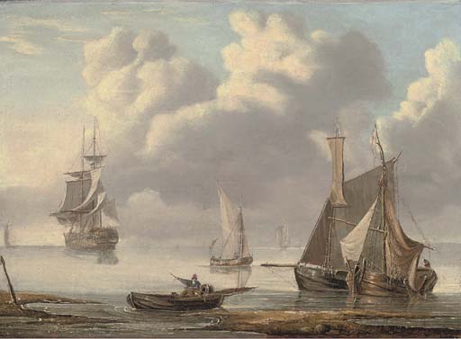 Shipping At Anchor In A Calm — Charles Martin Powell