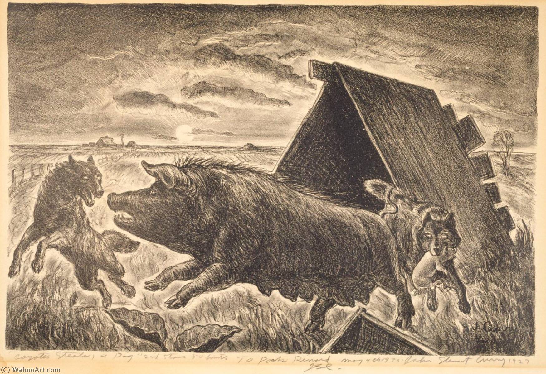 Coyotes Stealing A Pig — John Steuart Curry
