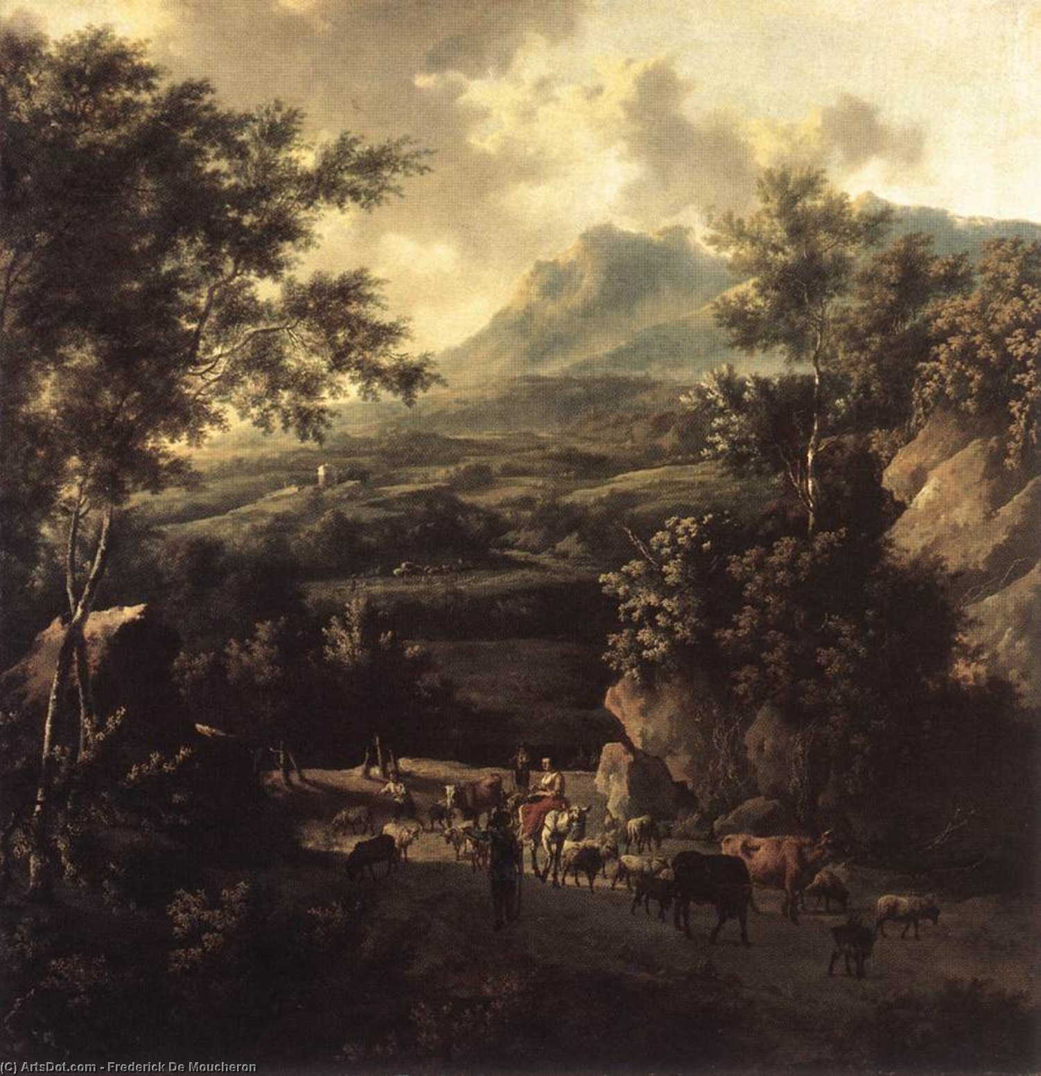 Mountain Scene With Herd Of Cattle — Frederick De Moucheron