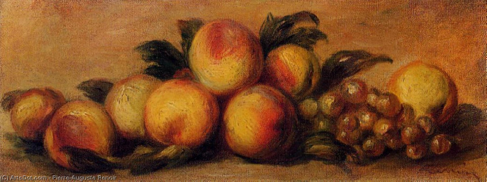 Still Life With Peaches And Grapes — Pierre-auguste Renoir