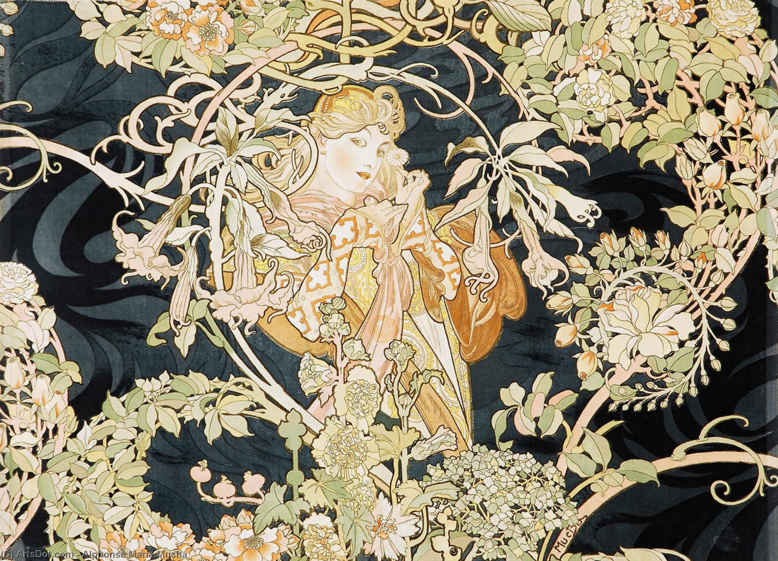 Woman With Daisies — Alphonse Mucha