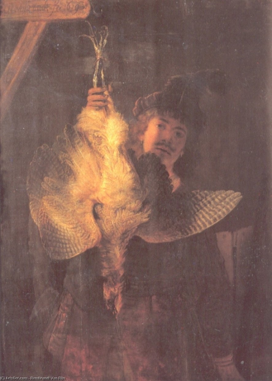 Self Portrait With Bittern — Rembrandt Van Rijn