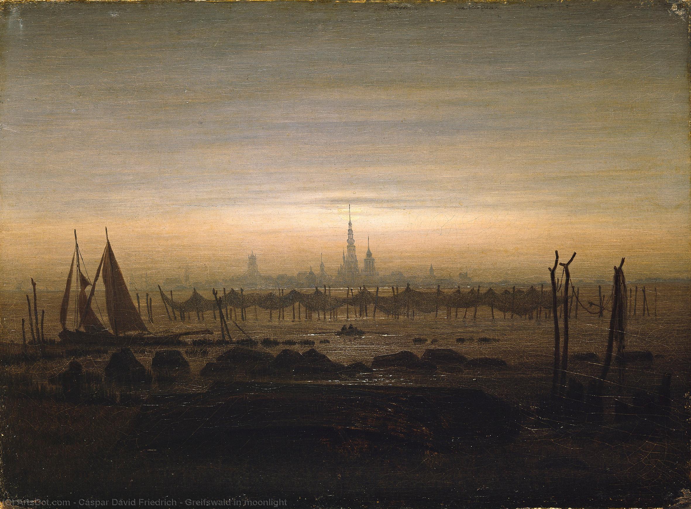 Greifswald In Moonlight — Caspar David Friedrich