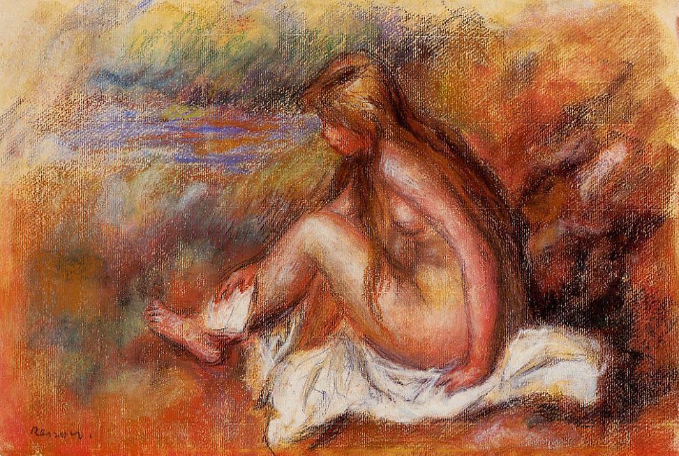 Bather Seated By The Sea — Pierre-auguste Renoir