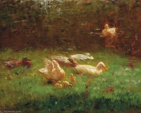 Ducks In The Grass — Willem Maris