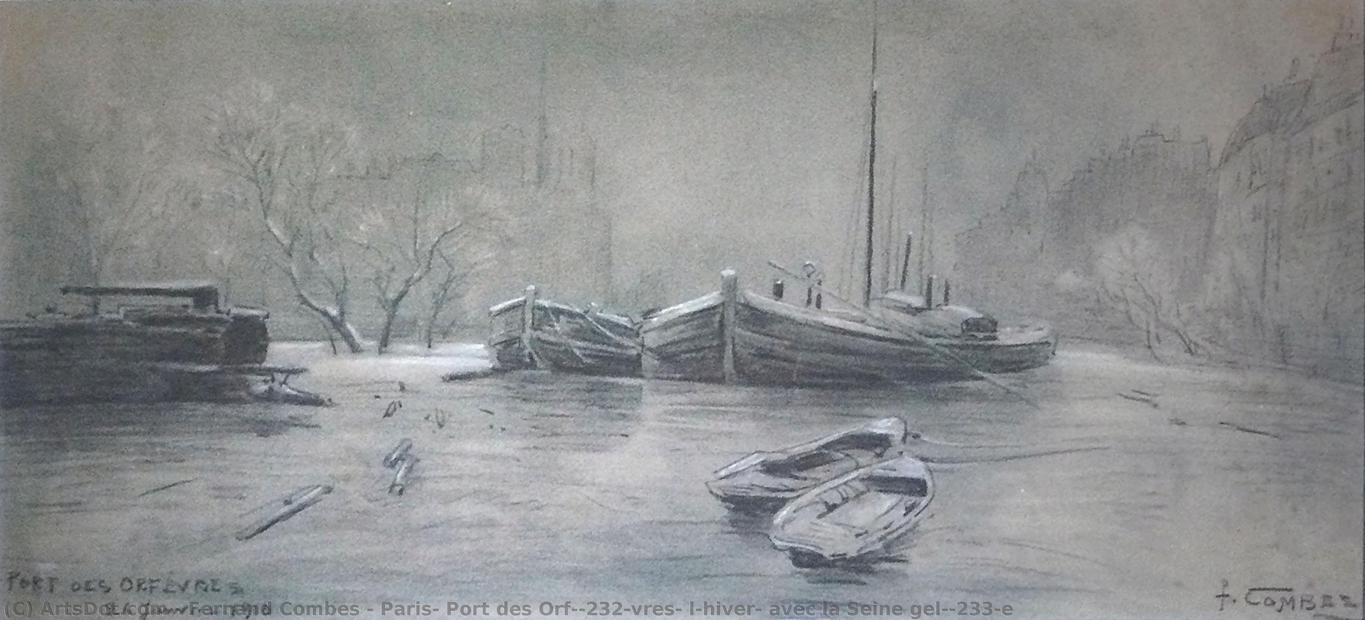 Paris, Port Des Orfèvres, L'hiver, Avec La Seine Gelée — Fernand Combes
