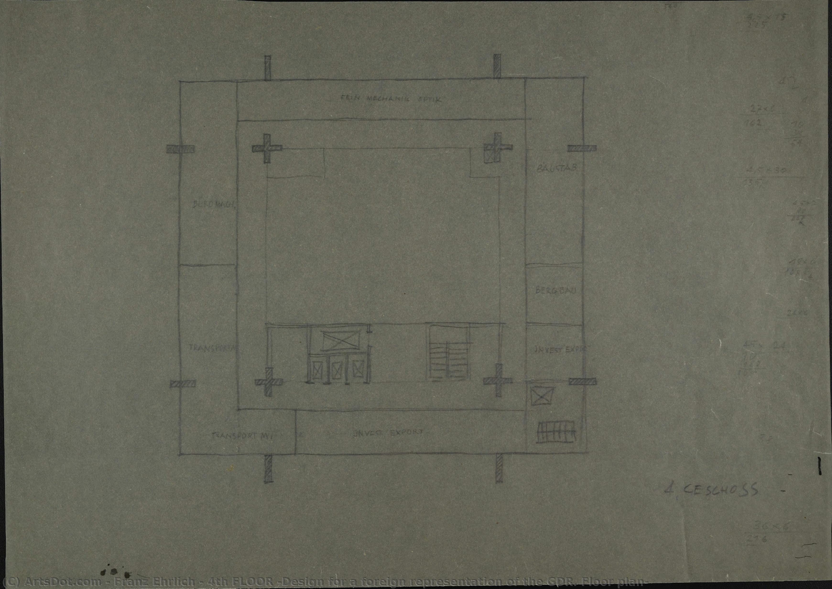 4th Floor (design For A Foreign Representation Of The Gdr. Floor Plan) — Franz Ehrlich