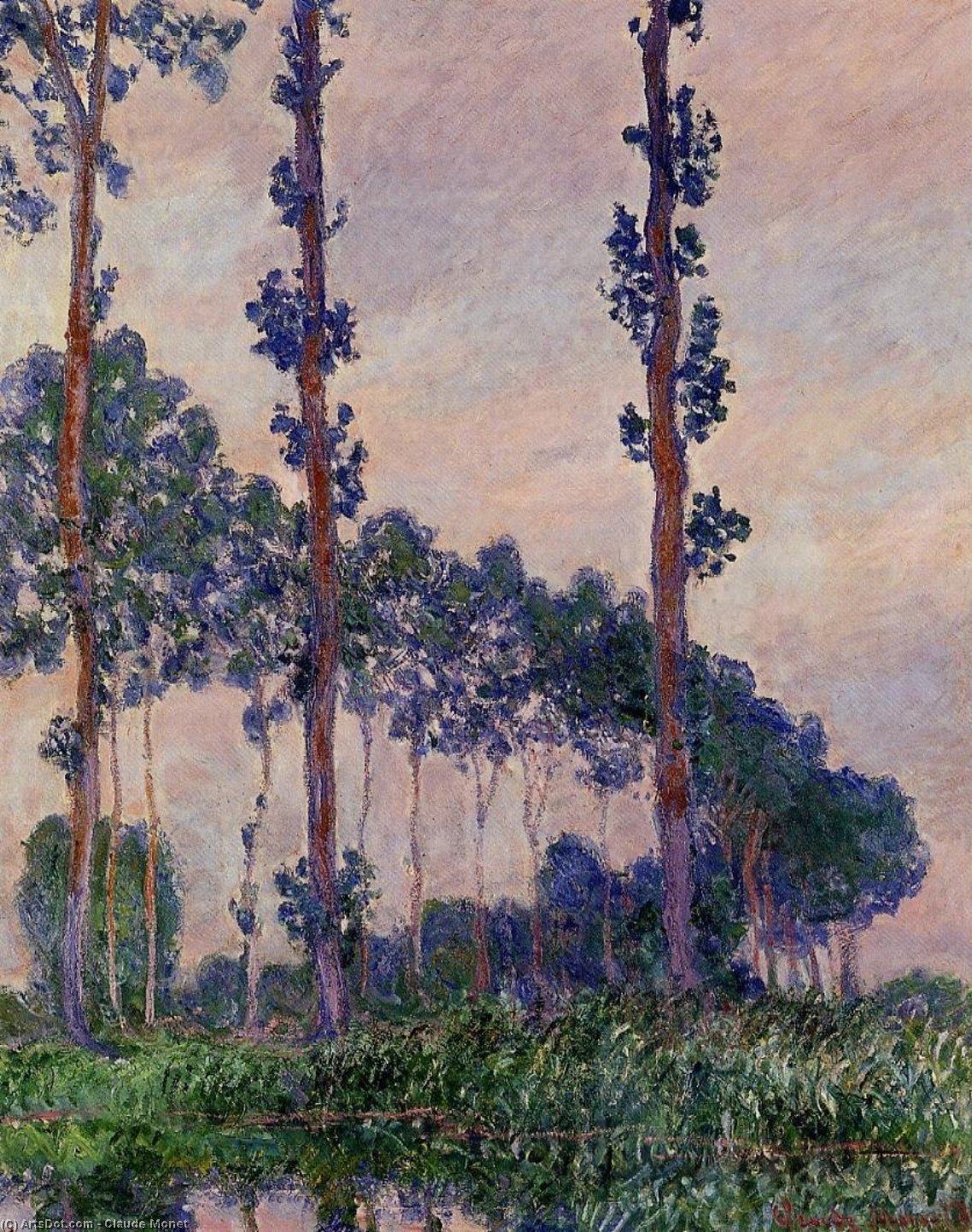 Poplars In Grey Weather — Claude Monet