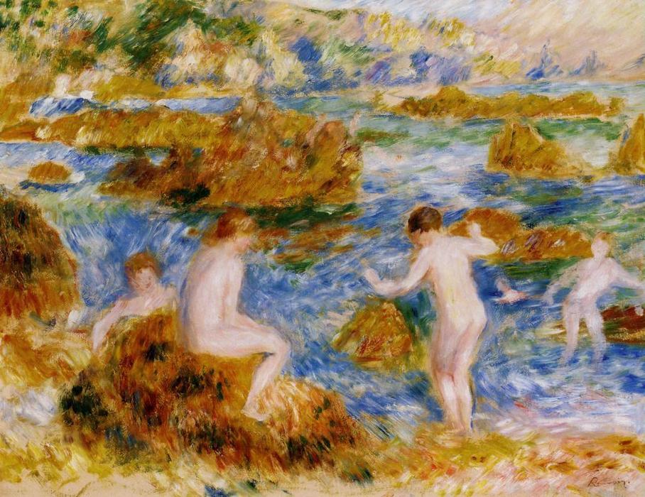 Nude Boys On The Rocks At Guernsey — Pierre-auguste Renoir