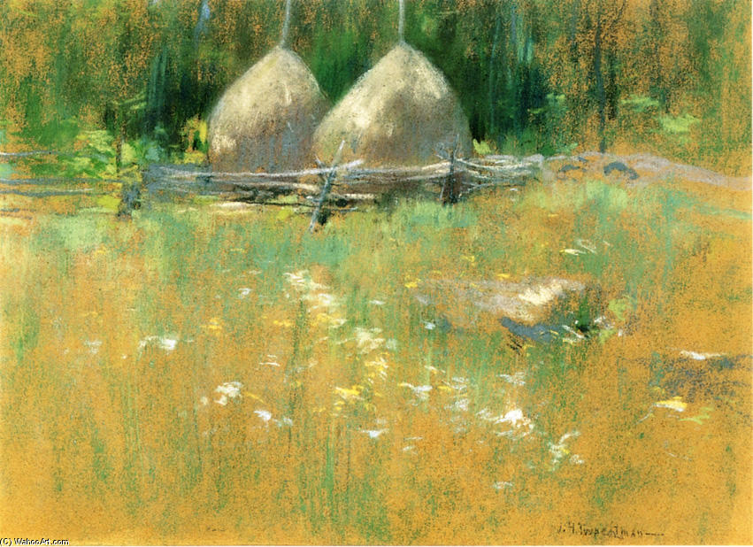 Haystacksat Edge Of Woods — John Henry Twachtman