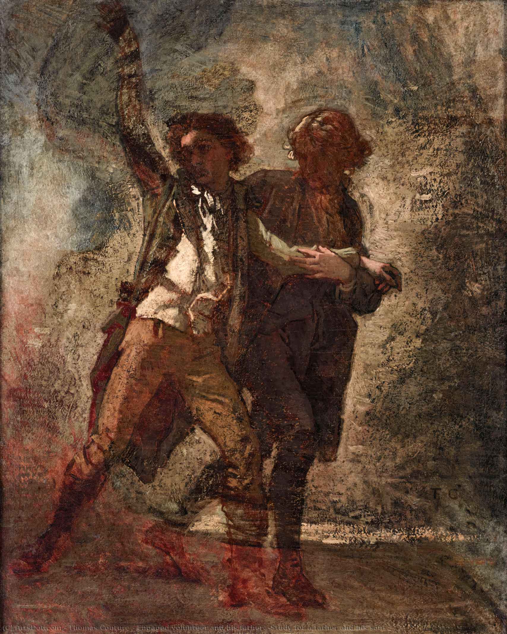 Engaged Volunteer And His Father. (study For A Father And His Son) — Thomas Couture