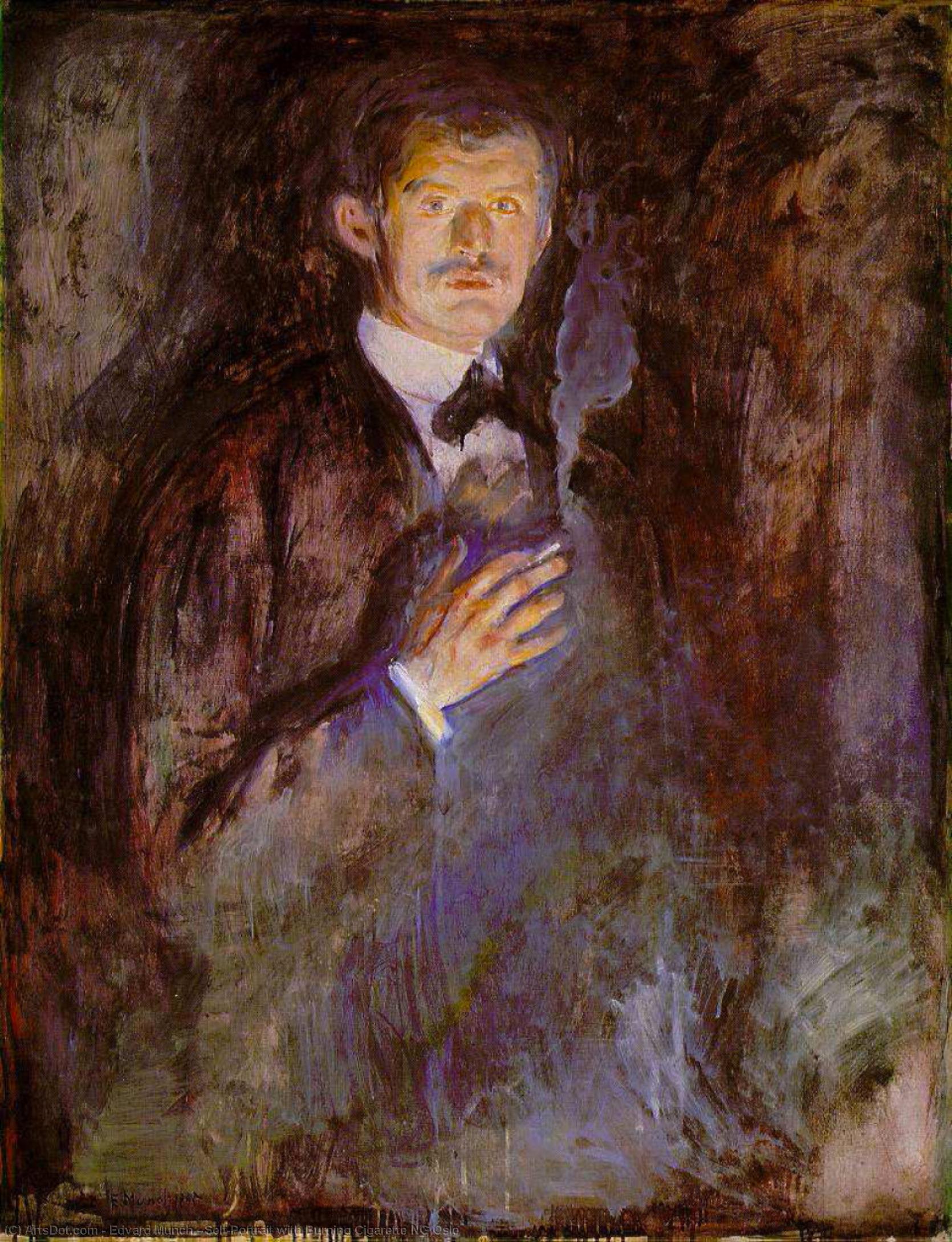 Self-portrait With Burning Cigarette Ng Oslo — Edvard Munch