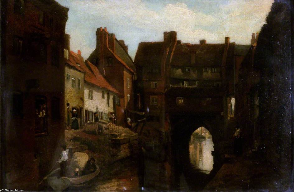 Old Houses On The High Bridge, Lincoln — Peter De Wint