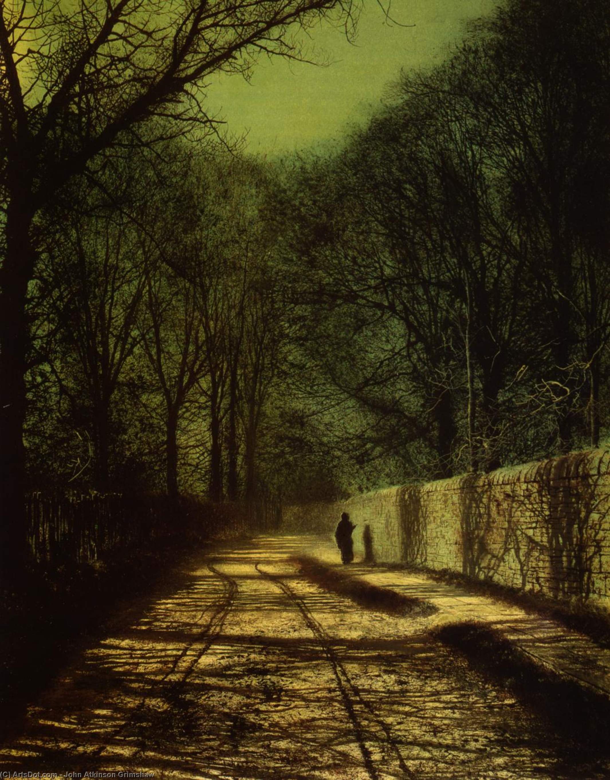 Tree Shadows On The Park Wall, Roundhay Park, Leeds — John Atkinson Grimshaw