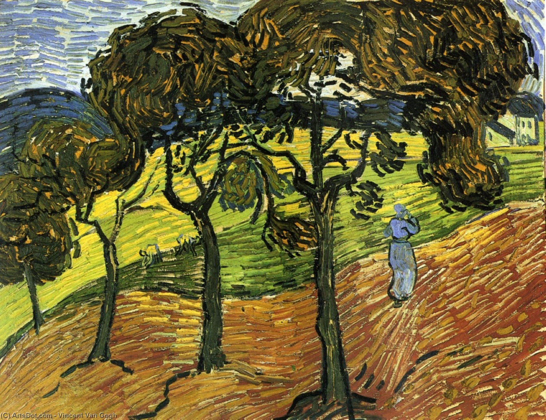 Landscape With Trees And Figures — Vincent Willem Van Gogh