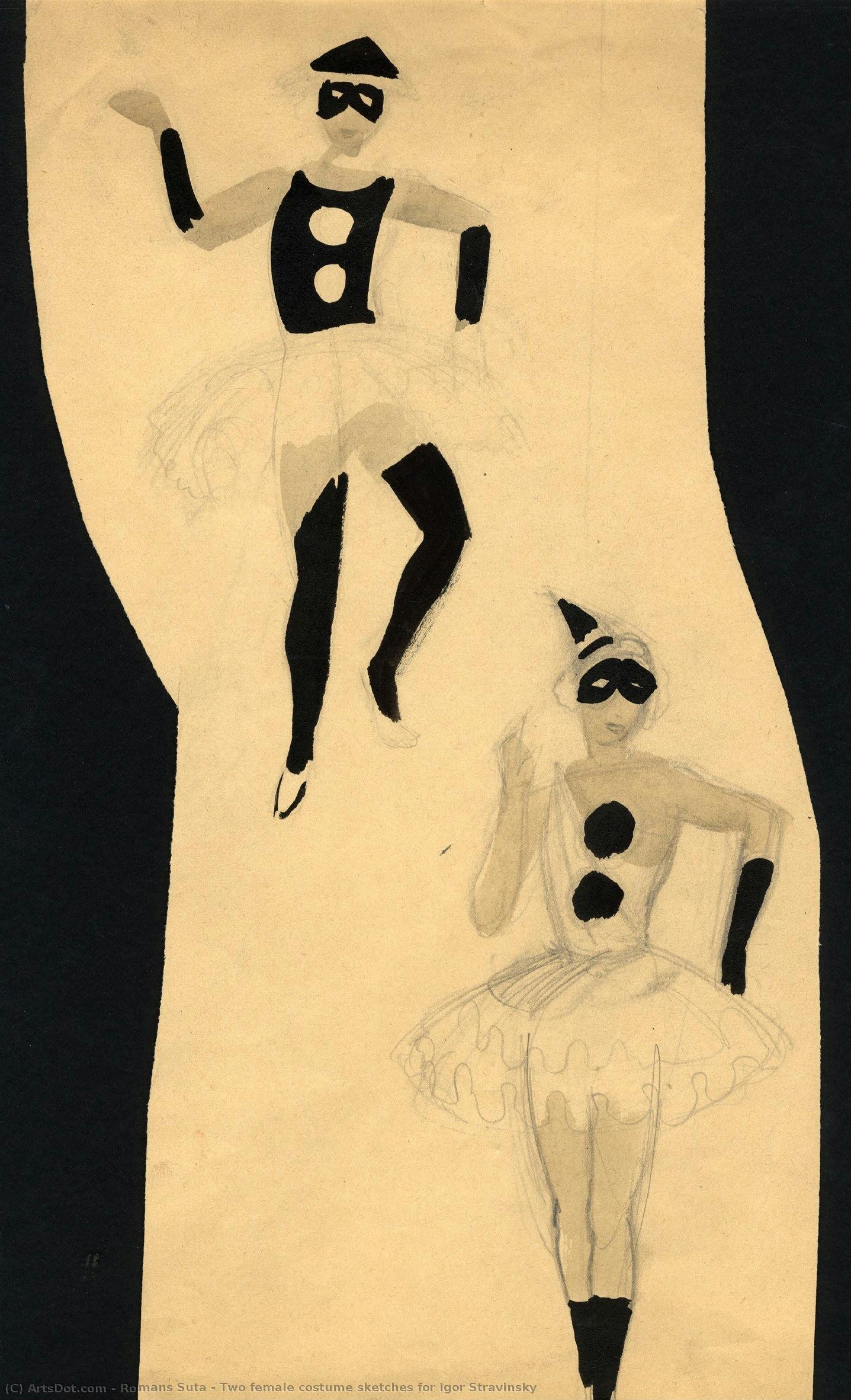 Two Female Costume Sketches For Igor Stravinsky — Romans Suta