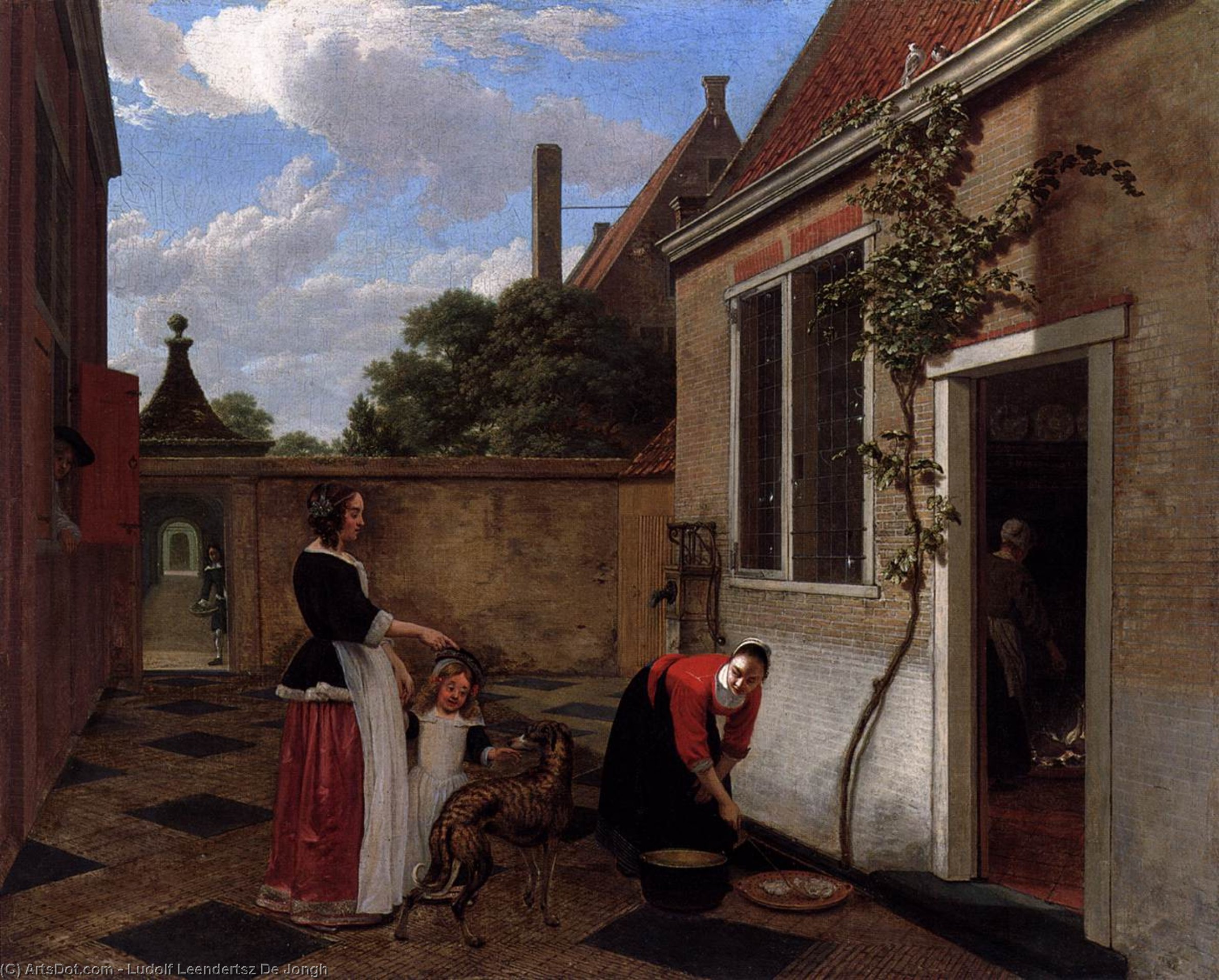 Scene In A Courtyard — Ludolf Leendertsz De Jongh