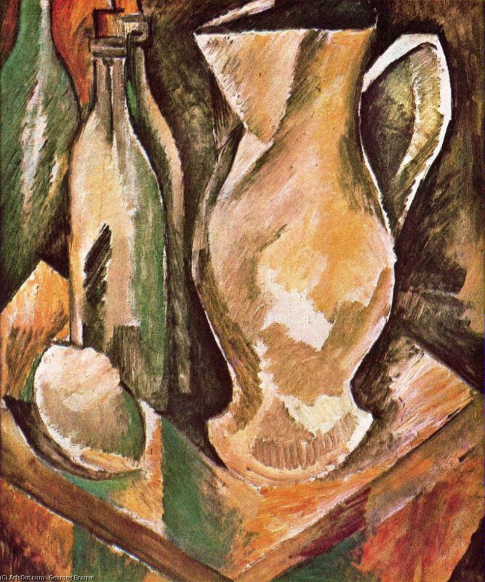 Jugs, Bottles And Lemon — Georges Braque