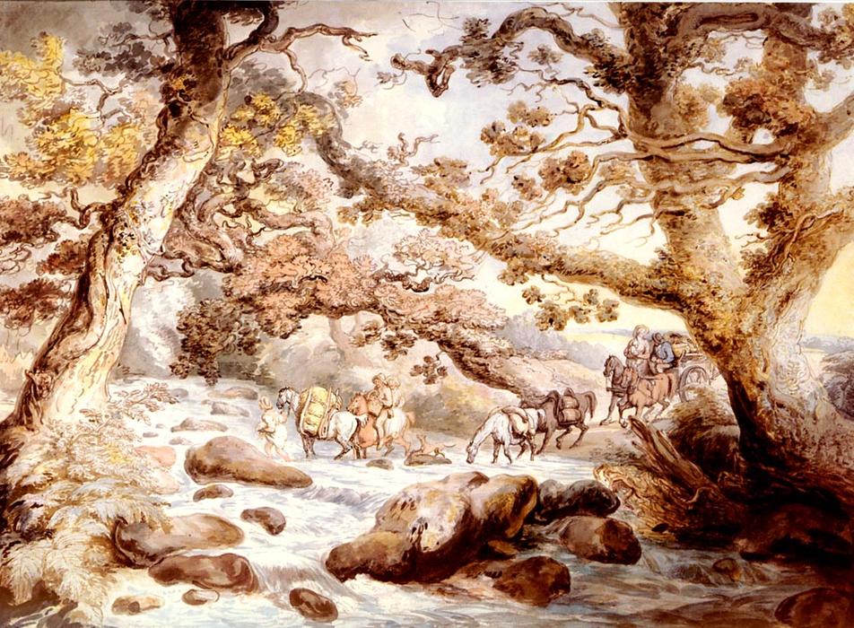 Fording The River Camel, Cornwall — Thomas Rowlandson
