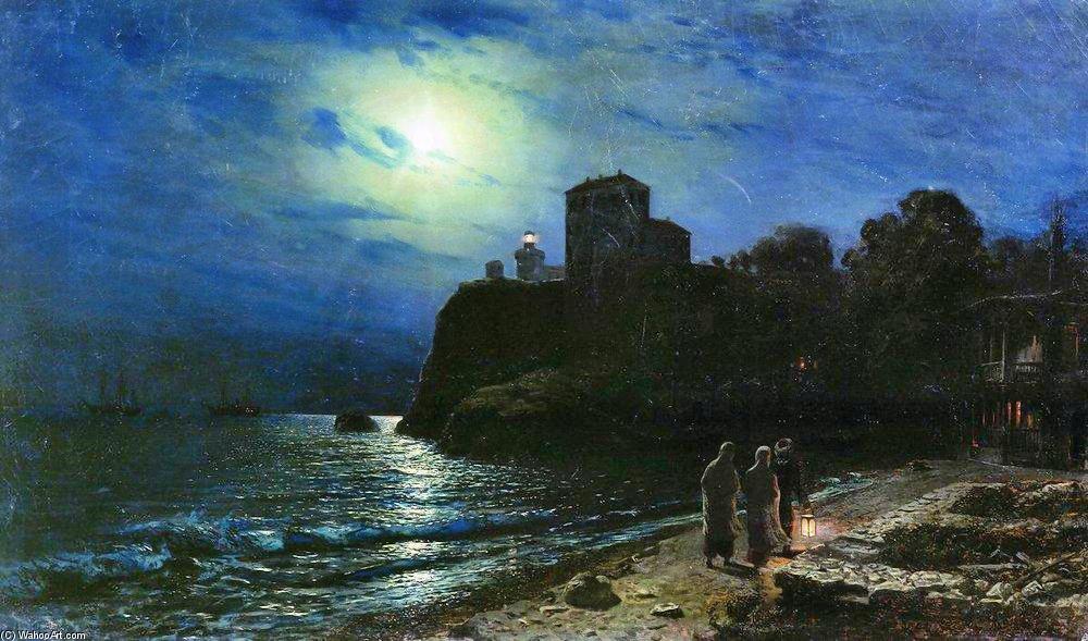 Moonlit Night By The Sea — Lef Feliksovich Lagorio