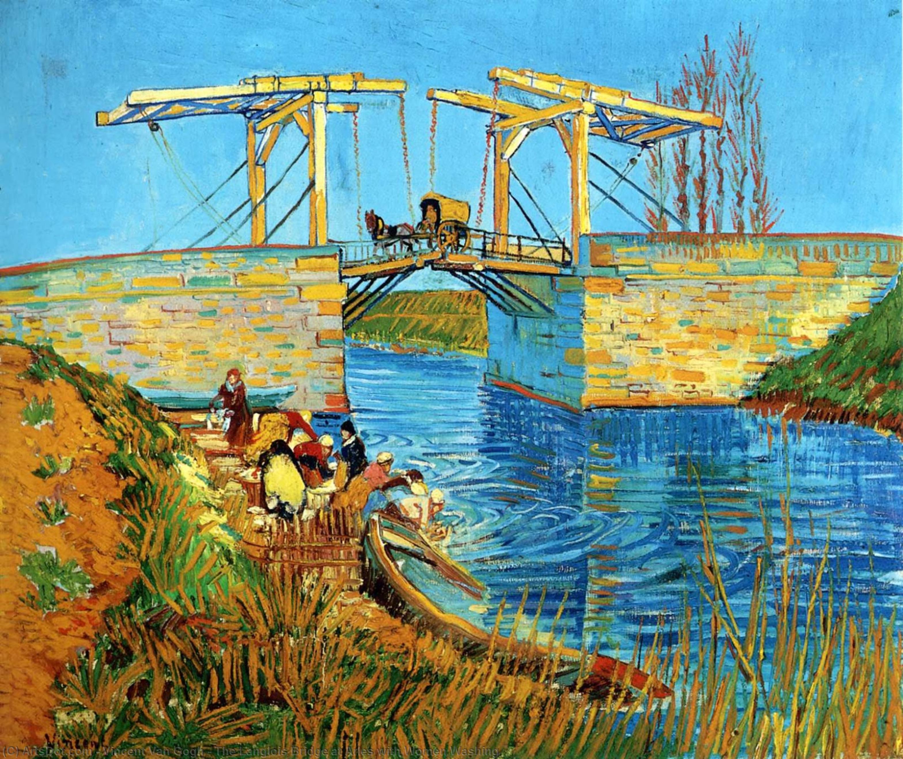 The Langlois Bridge At Arles With Women Washing — Vincent Willem Van Gogh