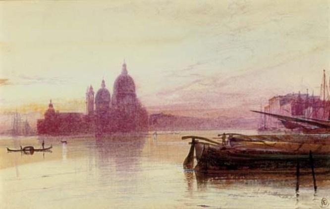 Santa Maria Della Salute, Seen At Sunset From The Riva Degli Schiavoni, Venice — Edward Lear