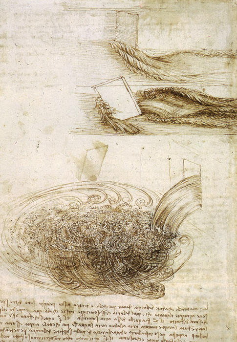 Studies Of Water Passing Obstacles And Falling — Leonardo Da Vinci