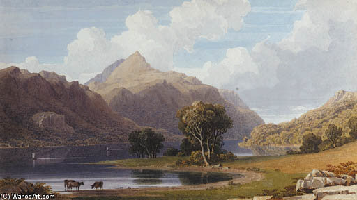 Cattle Watering Llyn Celyn, North Wales — George Fennel Robson