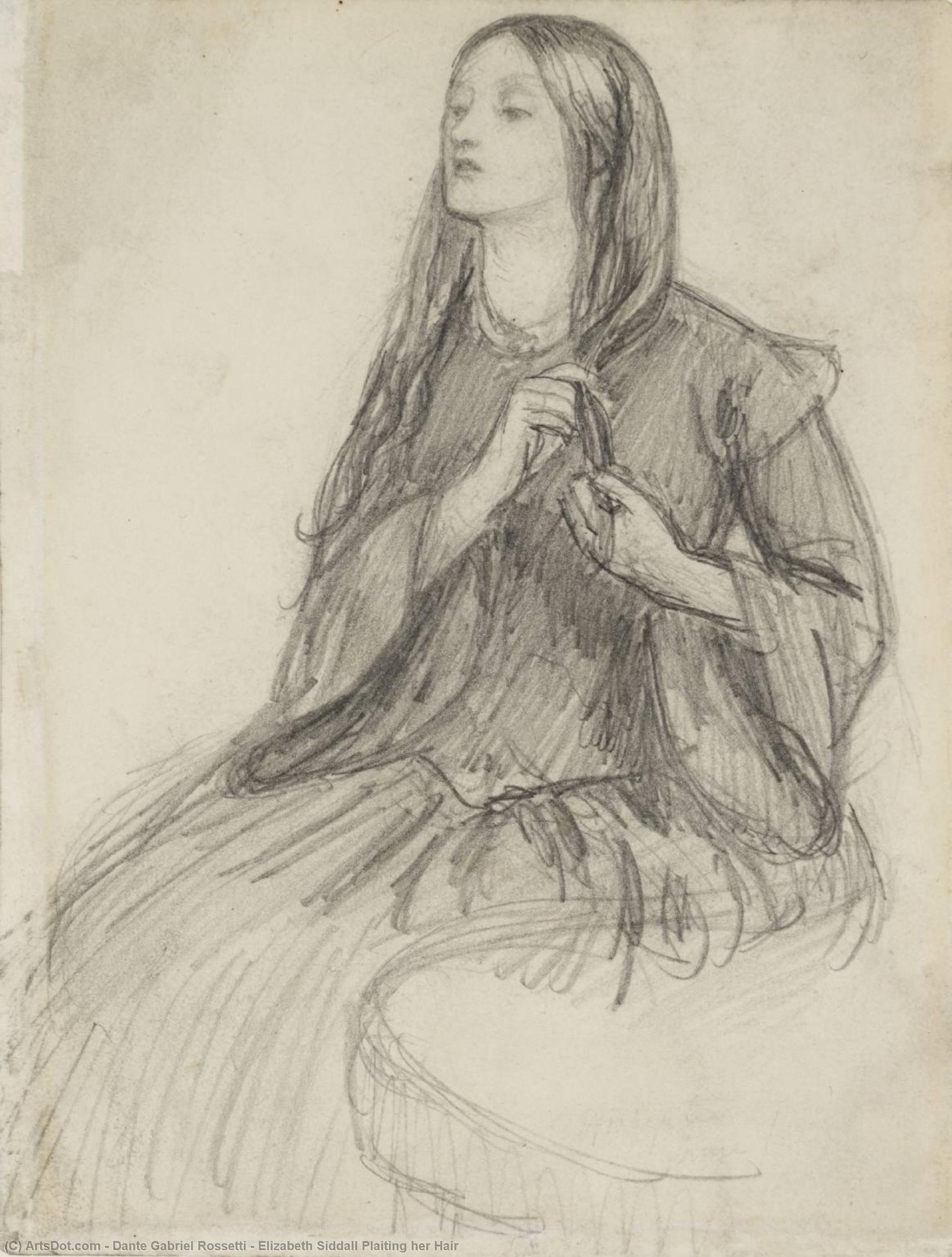 Elizabeth Siddall Plaiting Her Hair — Dante Gabriel Rossetti
