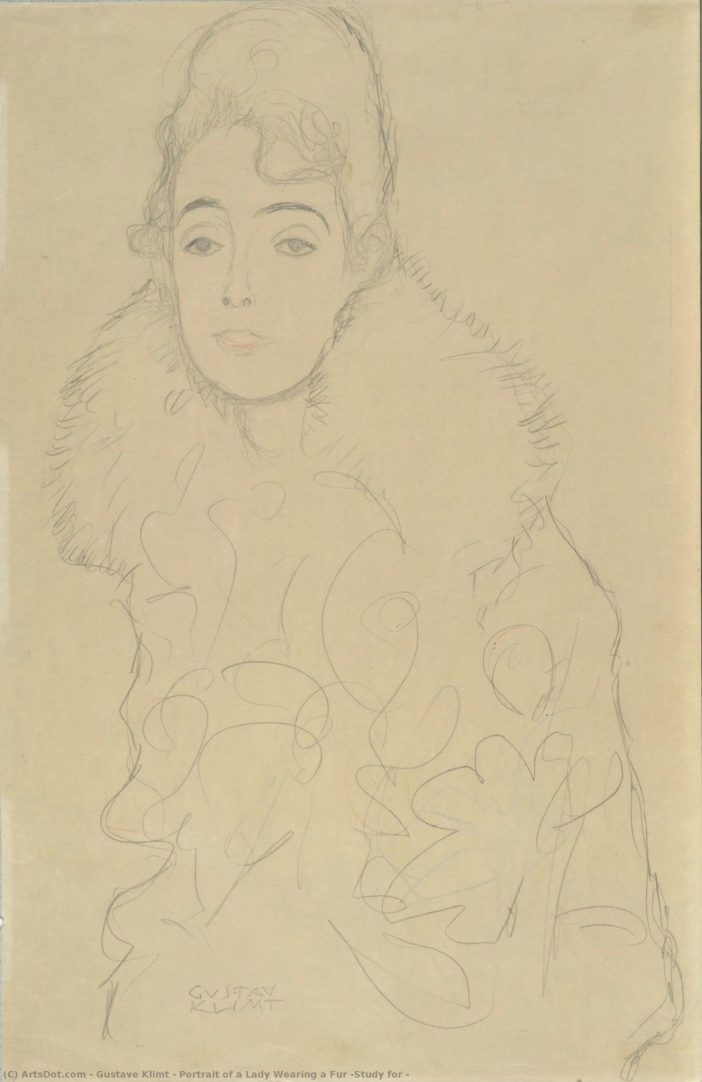 Portrait Of A Lady Wearing A Fur (study For — Gustav Klimt