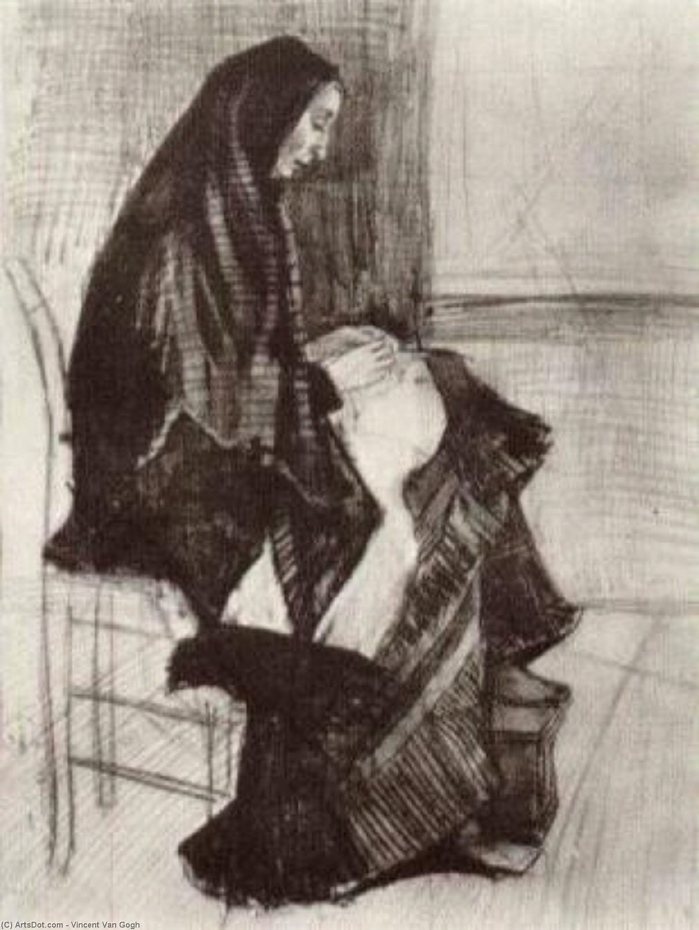 Figure Of A Woman With Unfinished Chair — Vincent Willem Van Gogh