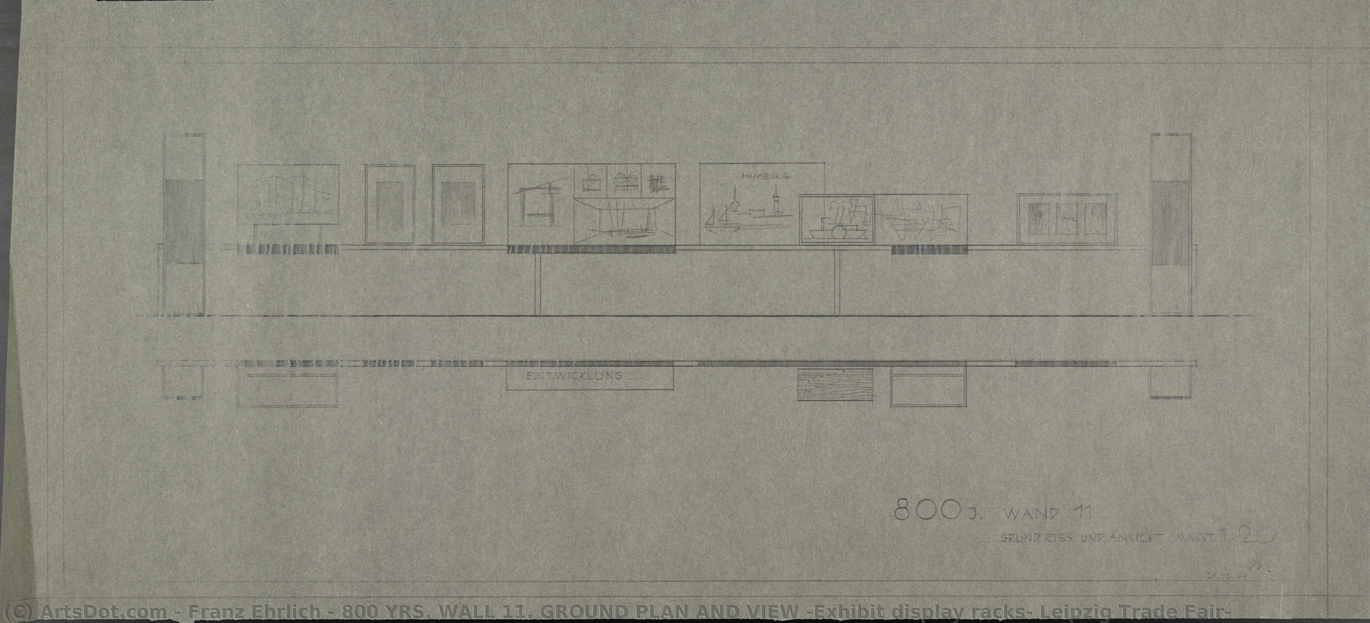 800 Yrs. Wall 11. Ground Plan And View (exhibit Display Racks, Leipzig Trade Fair) — Franz Ehrlich