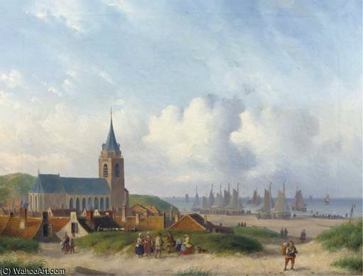 A View Of Scheveningen With The Beach — Carl Eduard Ahrendts