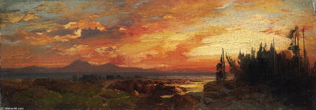 Sunset On The Great Salt Lake, Utah — Thomas Moran